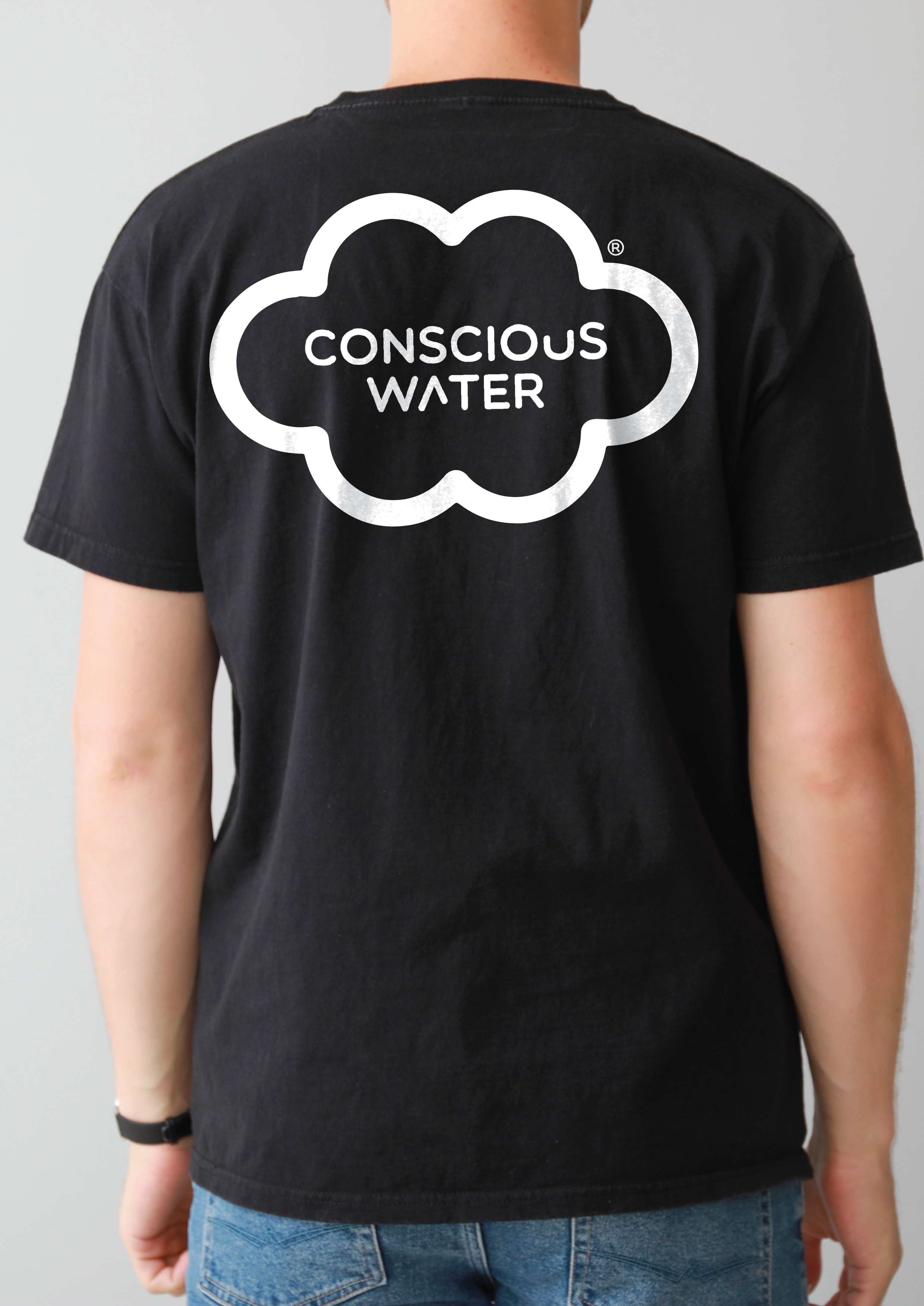 CONSCIOUS WATER LOGO IN CLOUD T-SHIRT
