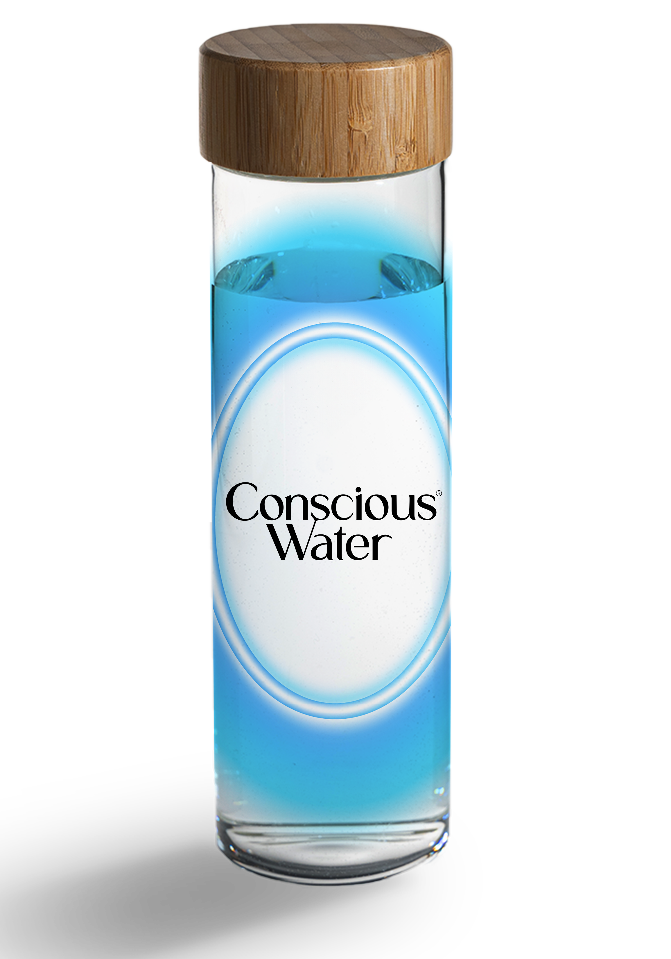 GLASS OVAL BOTTLE - LIGHT BLUE