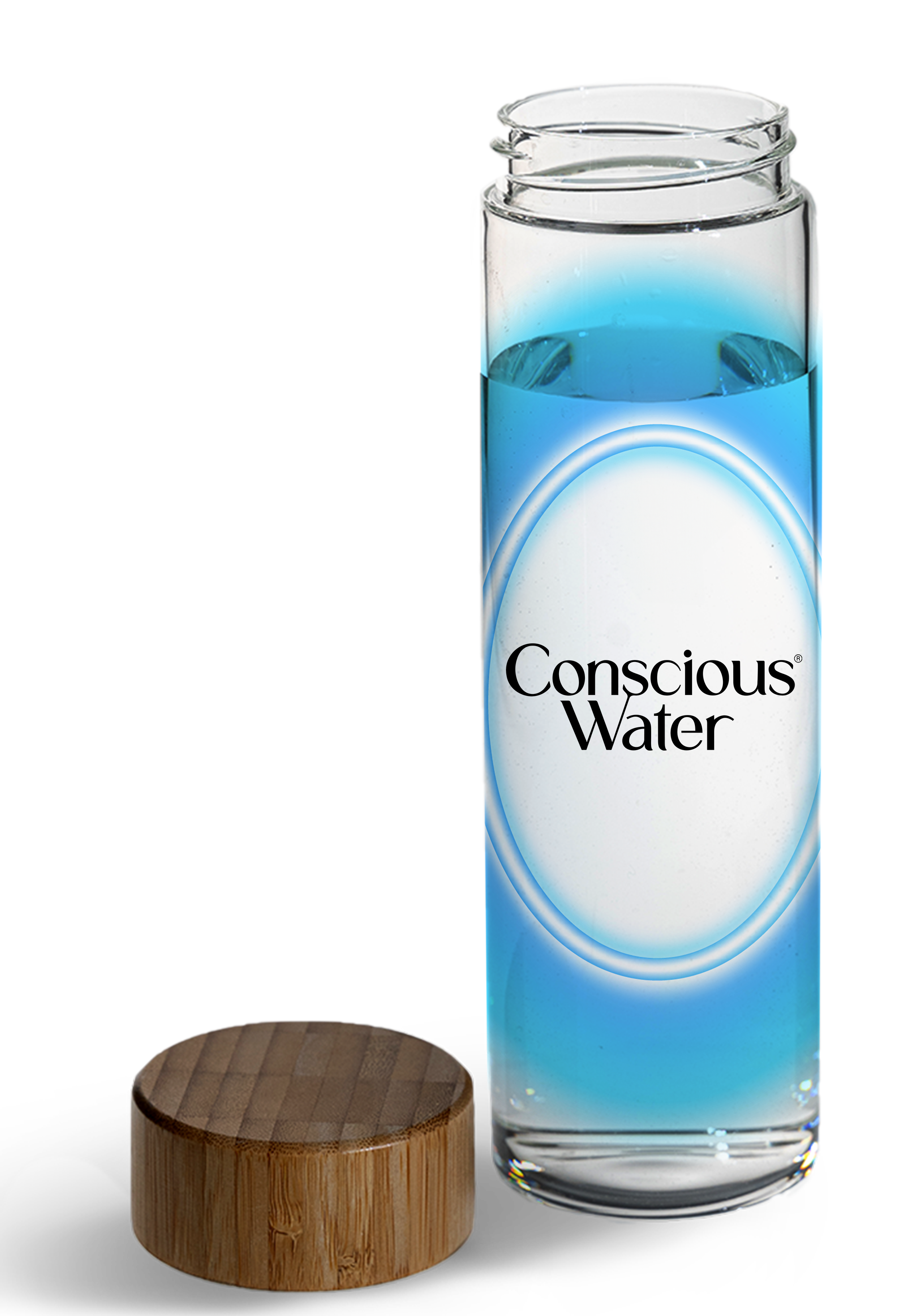 GLASS OVAL BOTTLE - LIGHT BLUE